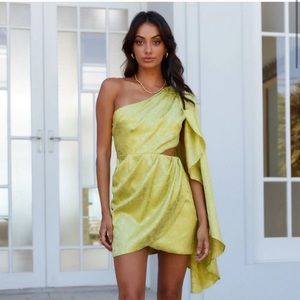 RNWY Serita One-shoulder Citrus Dress Size L